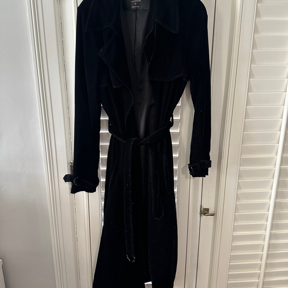 Nasty Gal Black Velvet Trench Coat